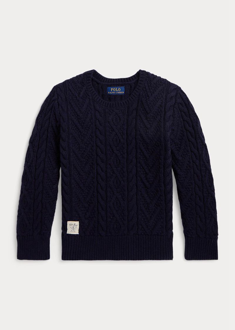 Sueter Ralph Lauren Niño 1.5-6 Años Aran-Knit Cotton-Blend Jumper Chile Azul Marino OYPLQ-7835